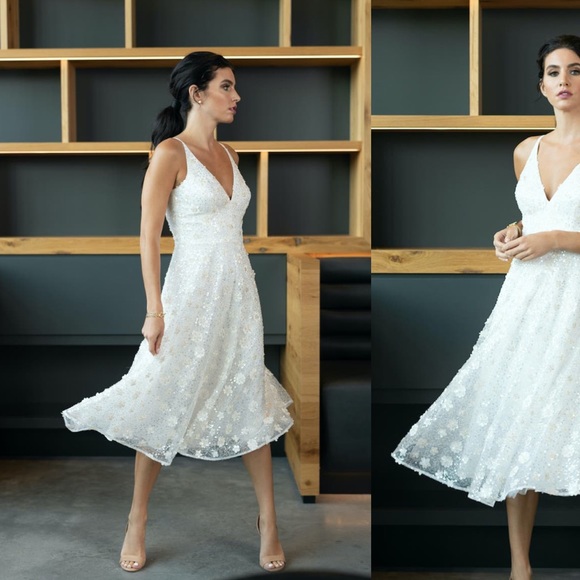 Dress the Population Elisa Floral Appliqué Sequin Fit & Flare Dress WORN ONCE - Picture 1 of 4